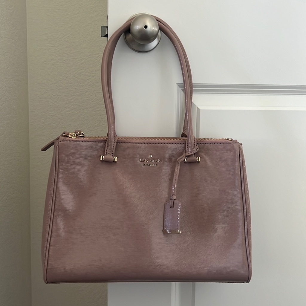 Kate Spade Patent Saffiano Leather Tote - Neutral Mauve